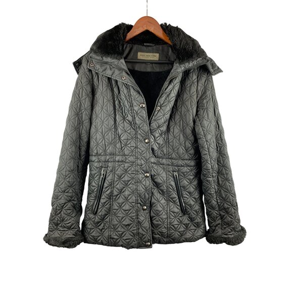Marc New York Andrew Marc Womens Quilted Fur-Trimmed Jacket S - Removable Hood - Picture 1 of 6